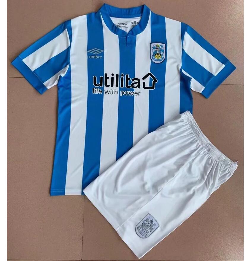 2021/22 Huddersfield Town Kids Home Soccer Kits Shirt With Shorts